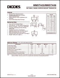 MMSTA56 datasheet: 80V; 500mA PNP small signal surface mount darlington transistor. Ideal for medium power amplification and switching MMSTA56