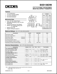 BSS138DW datasheet: 50V; 200mA dual N-channel enchancement mode field effect transistor BSS138DW