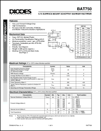 BAT750 datasheet: 40V; 0.75A surface mount schottky barrier rectifier BAT750