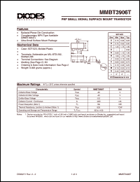 MMBT3906T datasheet: 40V; 200mA PNP small signal surface mount transistor MMBT3906T