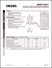 MMBT4403T datasheet: 40V; 600mA PNP small signal surface mount transistor MMBT4403T