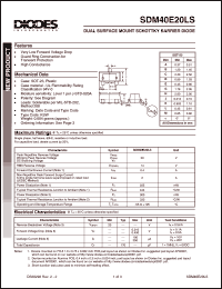 SDM40E20LS datasheet: 20V; 400mA dual surface mount schottky barrier diode SDM40E20LS