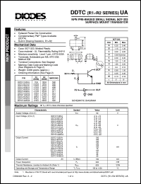 DDTC143XUA datasheet: 50V; 100mA NPN PRE-biased small signal surface mount transistor DDTC143XUA