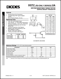 DDTC115GUA datasheet: 50V; 100mA NPN PRE-biased small signal surface mount transistor DDTC115GUA