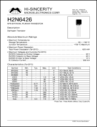 H2N6426 datasheet: 500mA NPN epitaxial planar transistor H2N6426