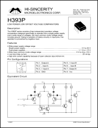 H393P datasheet: 2-30V low power low offset voltage comparator H393P