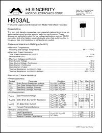 H603AL datasheet: N-channel logic level enchancement mode field effect transistor for low voltage applications H603AL