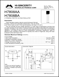 H7808BA datasheet: 35V 3-terminal positive voltage regulator H7808BA