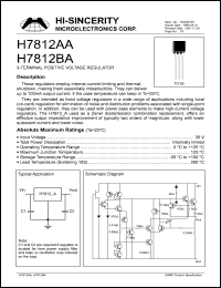 H7812BA datasheet: 35V 3-terminal positive voltage regulator H7812BA