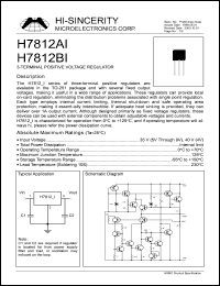 H7812AI datasheet: 35V 3-terminal positive voltage regulator H7812AI