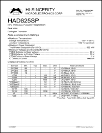 HAD825SP datasheet: 12V 600mA NPN epitaxial planar transistor HAD825SP