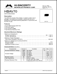 HBAV70 datasheet: 70V 200mA switching diode HBAV70