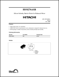 HSM276ASR datasheet: High frequency Schottky barrier diode for detection and mixer HSM276ASR