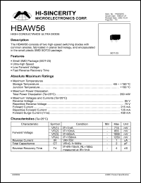 HBAW56 datasheet: 85V high-conductance ultra diode HBAW56