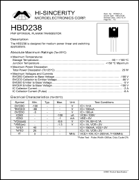 HBD238 datasheet: 2A 5V PNP epitaxial planar transistor for medium power linear and switching applicications HBD238