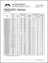 HBZX55C43 datasheet: 40-46V 2.5mA zener diode HBZX55C43