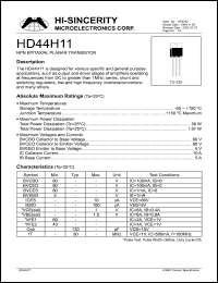 HD44H11 datasheet: 80V 10A NPN epitaxial planar transistor for various specific and general purpose applications HD44H11