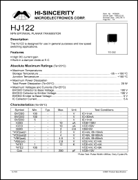 HJ122 datasheet: Emitter to base voltage:5V 5A NPN epitaxial planar transistor HJ122