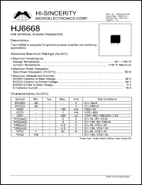 HJ6668 datasheet: Emitter to base voltage:5V 10A PNP epitaxial planar transistor for general-purpose amplifier and switching applications HJ6668