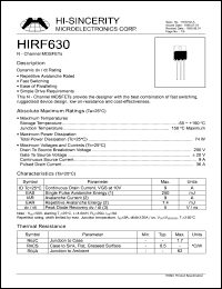 HIRF630 datasheet: N-channel MOSFET 9A HIRF630