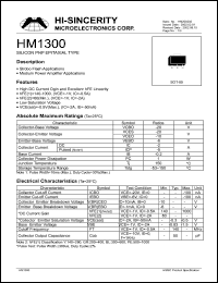 HM1300 datasheet: Emitter to base voltage:20V; silicon PNP epitaxial transistor HM1300