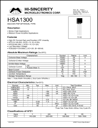 HSA1300 datasheet: Emitter to base voltage:6V 2A PNP epitaxial planar transistor HSA1300