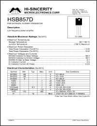 HSB857D datasheet: Emitter to base voltage:5V 3A PNP epitaxial planar transistor HSB857D