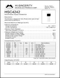 HSC4242 datasheet: Emitter to base voltage:10V 7A NPN epitaxial planar transistor for triple diffused planar type and high speed switching applications HSC4242