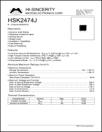 HSK2474J datasheet: 2.2A field effect transistor - N-channel MOSFET type HSK2474J