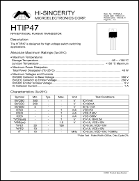 HTIP47 datasheet: 5V 1A NPN epiataxial planar transistor for high voltage switch switching applications HTIP47