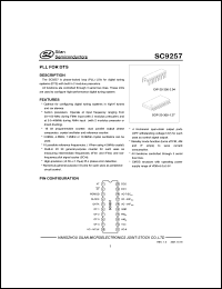 SC9257 datasheet: 0.3-6.0V PLL for digital tuning systems (DTS) SC9257