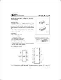 TX-5B datasheet: 2.2-12V remote controller with five functions. For remote control car applications TX-5B