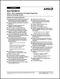 AM79C961AKC datasheet: PCnetTM-ISA II jumperless, full duplex single-chip ethernet controller for ISA AM79C961AKC