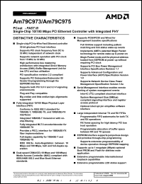 AM79C975KCW datasheet: PCnetTM-FAST III single-chip 10/100 Mbps PCI Ethernet controller with integrated PHY AM79C975KCW