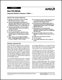 AM79C983AKC datasheet: Integrated multiport repeater 2 (IMR2MT) AM79C983AKC