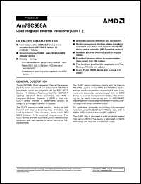 AM79C988AJCT datasheet: Quad integrated Ethernet transceiver AM79C988AJCT