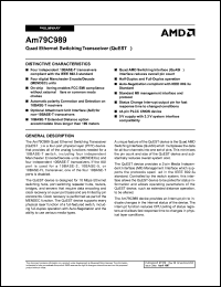AM79C989JCT datasheet: Quad Ethernet switching transceiver AM79C989JCT