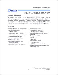 W29C011AS-15 datasheet: 128K x 8 CMOS flash memory, 150ns W29C011AS-15