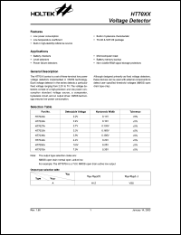 HT7022A datasheet: Voltage detector 2.2V, hysteresis width 0.11V, tolerance +/- 5% HT7022A