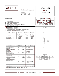 UF4016GP datasheet: 1.0A, 1600V ultra fast recovery rectifier UF4016GP