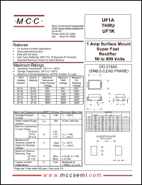 UF1B datasheet: 1.0A, 100V ultra fast recovery rectifier UF1B