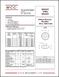 SRA254 datasheet: 25A, 400V ultra fast recovery rectifier SRA254