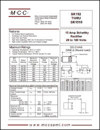 SK158 datasheet: 15.0A, 80V ultra fast recovery rectifier SK158