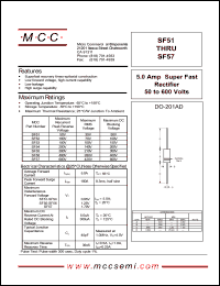 SF57 datasheet: 5.0A, 600V ultra fast recovery rectifier SF57