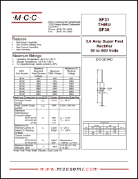 SF33 datasheet: 3.0A, 150V ultra fast recovery rectifier SF33