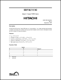 HD74LVC02 datasheet: Quad. 2-input NOR Gates HD74LVC02