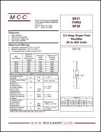 SF24 datasheet: 2.0A, 200V ultra fast recovery rectifier SF24