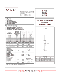 SF16 datasheet: 2.0A, 400V ultra fast recovery rectifier SF16