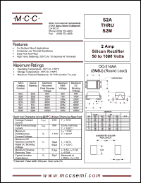 S2M datasheet: 2.0A, 1000V ultra fast recovery rectifier S2M