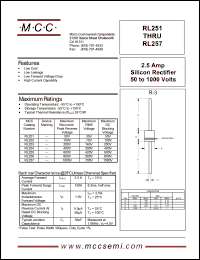 RL254 datasheet: 2.5A, 400V ultra fast recovery rectifier RL254